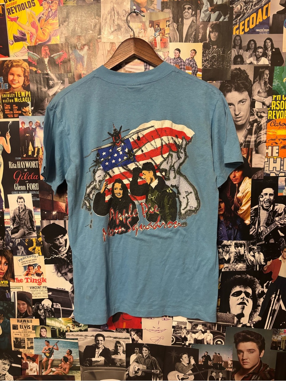 Light Blue Graphic Short-Sleeve Tee with Patriotic Print